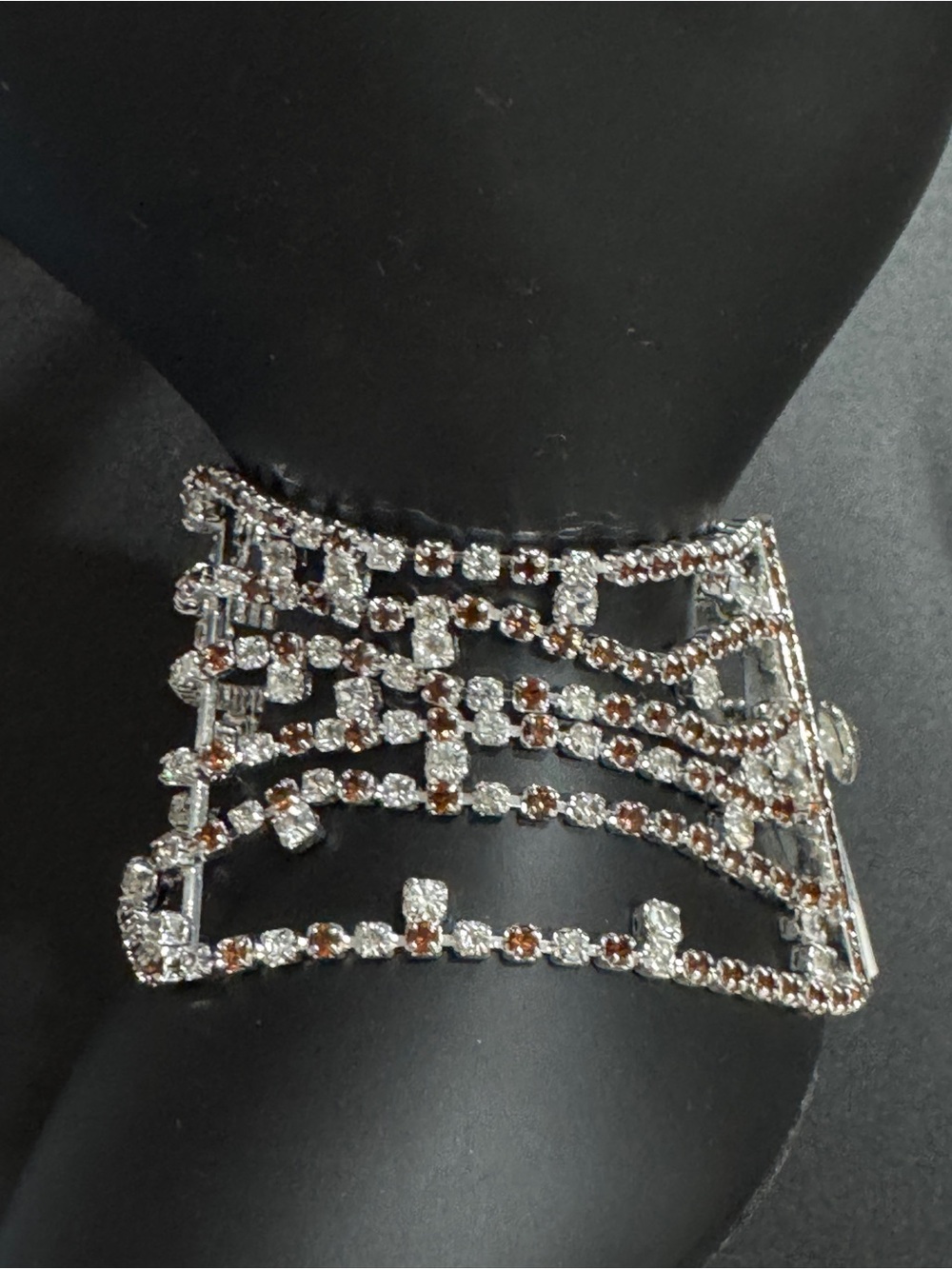 Monet Sparkling Brown and Clear Crystal Multi-Row Bracelet